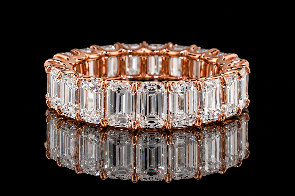 Emerald-Cut Diamond Eternity Band in Rose Gold (band168)