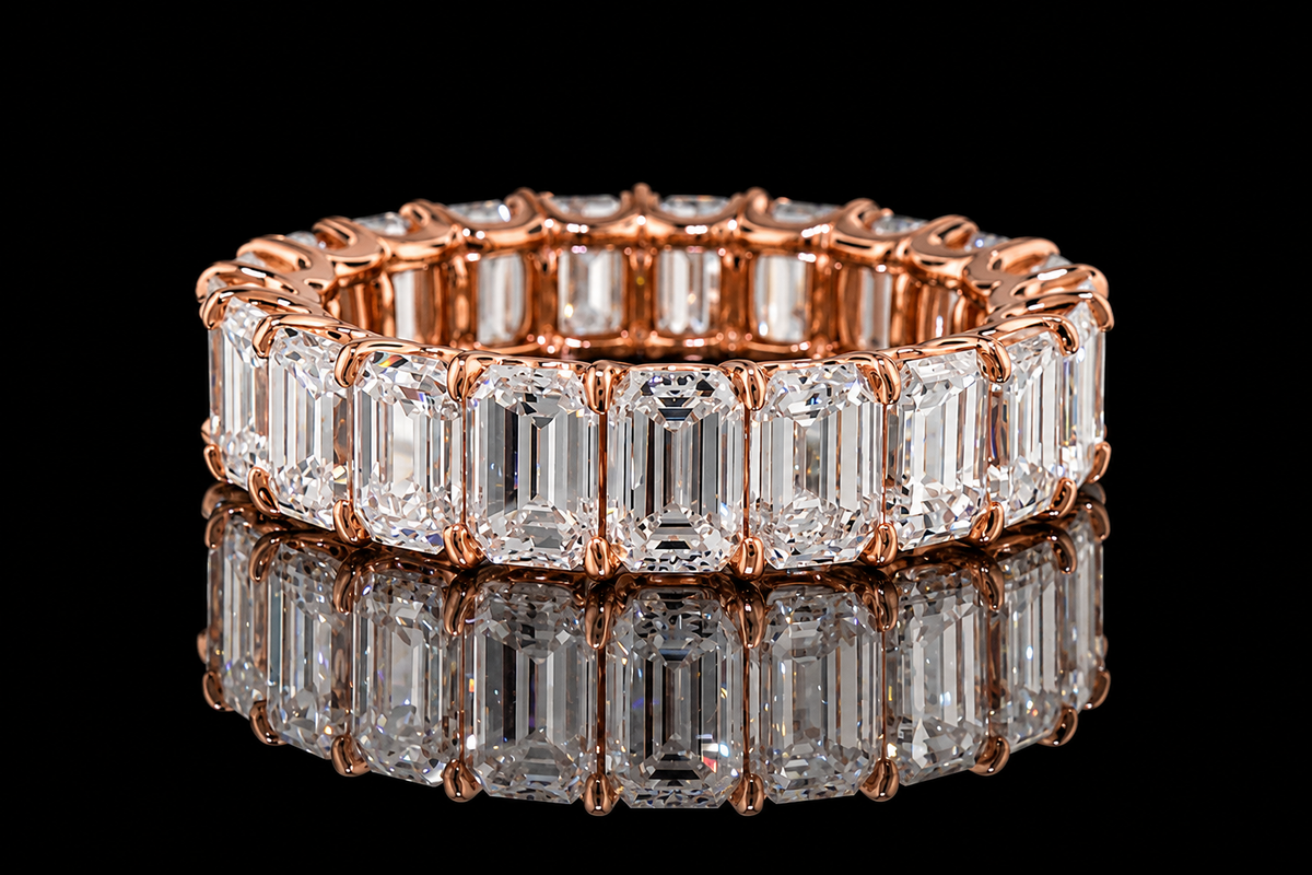 Emerald-Cut Diamond Eternity Band in Rose Gold (band168)