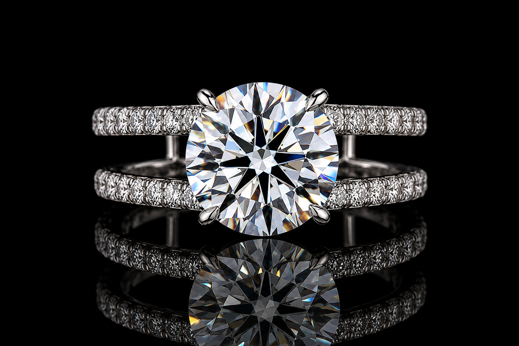 Double Split Shank Round Diamond Engagement Ring in Platinum (eng440)