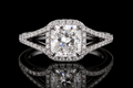 Cushion Cut Diamond Halo Split Shank Engagement Ring (eng034)
