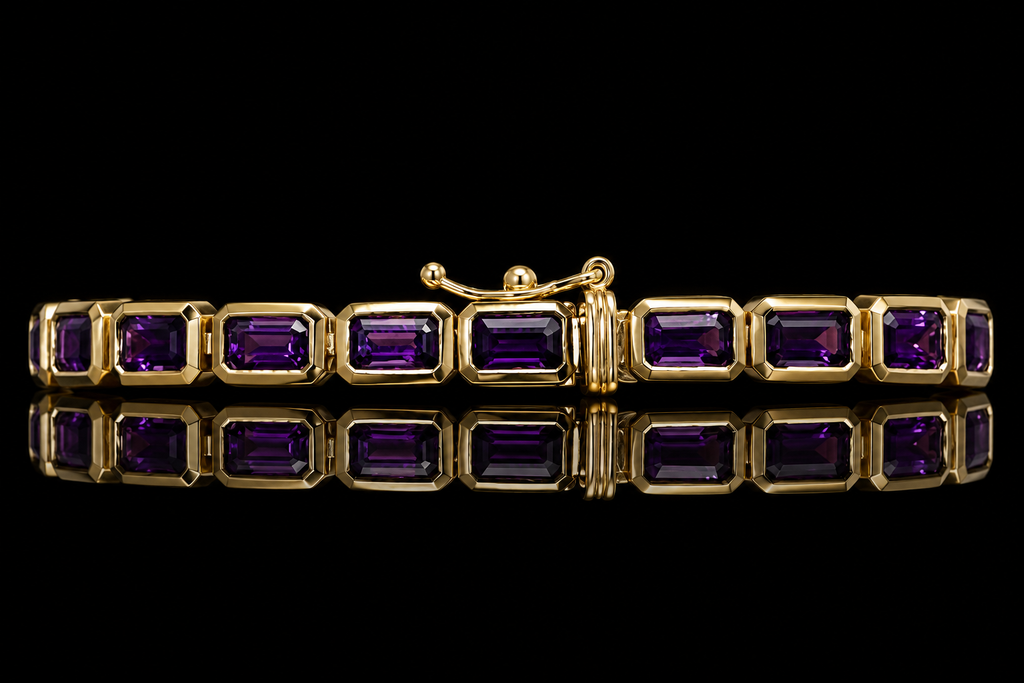 Emerald-Cut Amethyst Link Bracelet