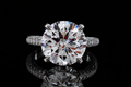 Round Brilliant Diamond Solitaire Ring with Triple Pavé Band (eng500)