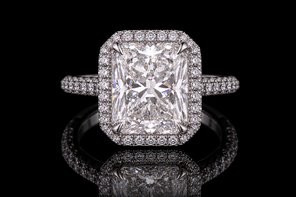 Radiant Cut Diamond Halo Ring (eng428)