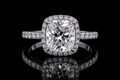 Cushion Cut Diamond Halo Ring with Pavé Band (eng511)