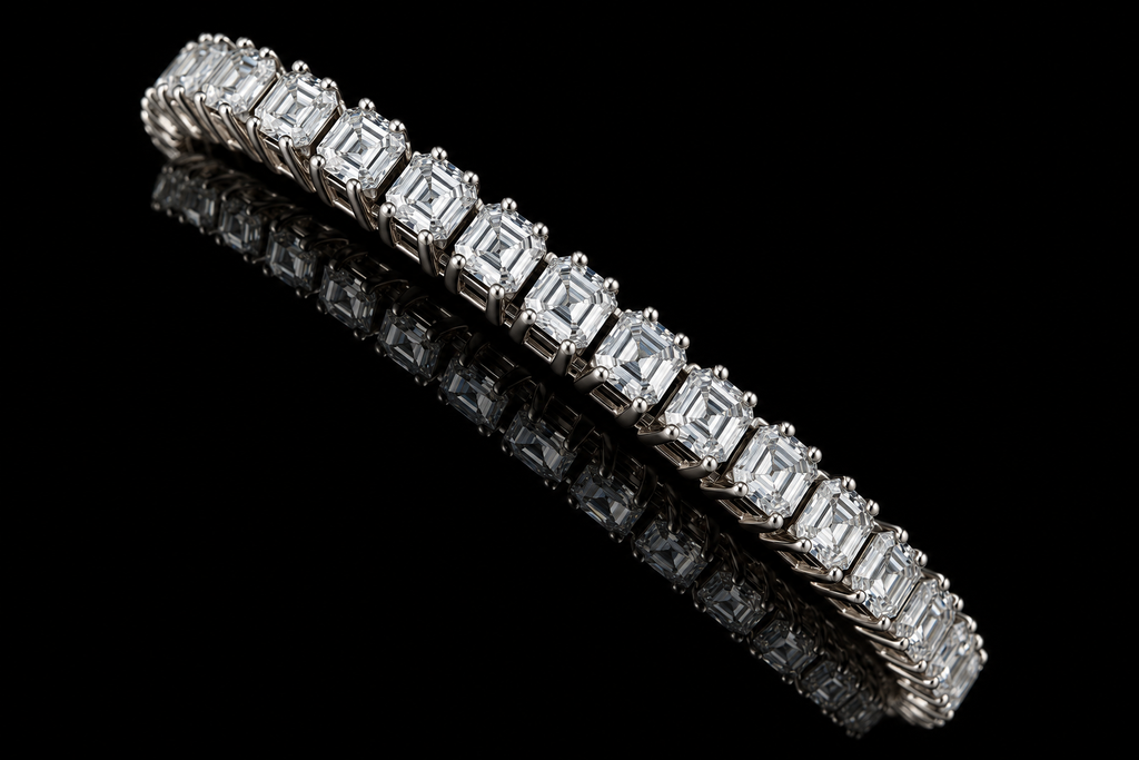 Asscher Cut Diamond Tennis Bracelet (brac007)