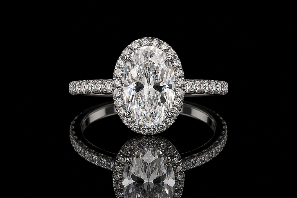 Oval Diamond Halo Engagement Ring (eng349)