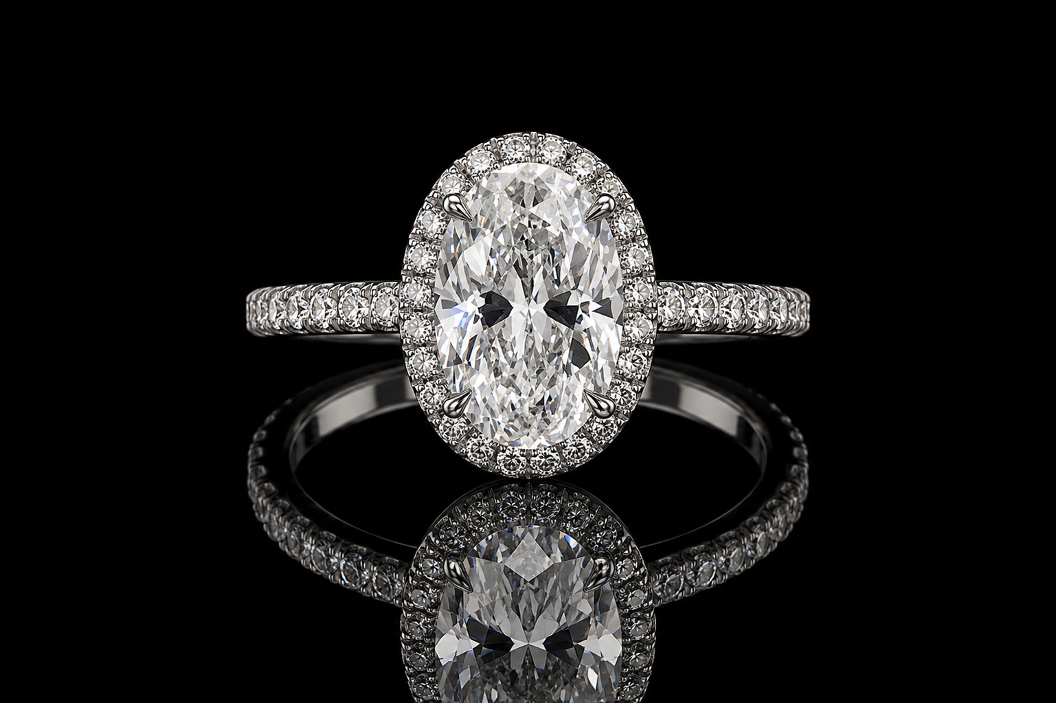 Oval Diamond Halo Engagement Ring (eng349)