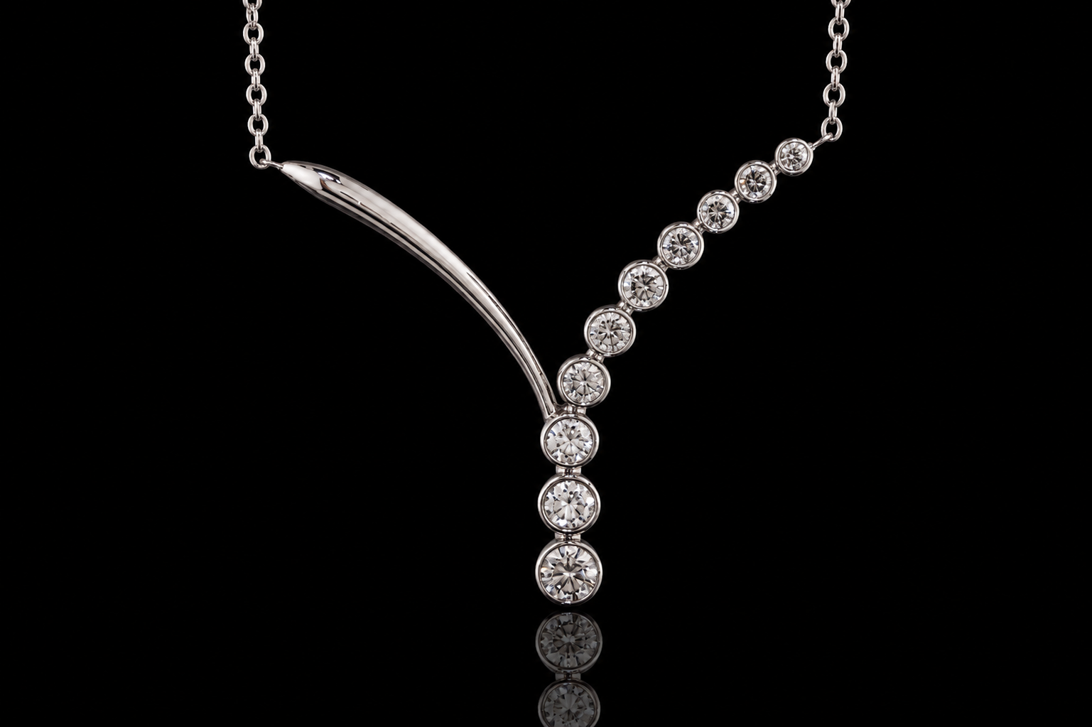 Bezel-Set Diamond Y Necklace (pend075)
