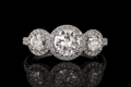 Three-Stone Halo Diamond Engagement Ring (eng406)