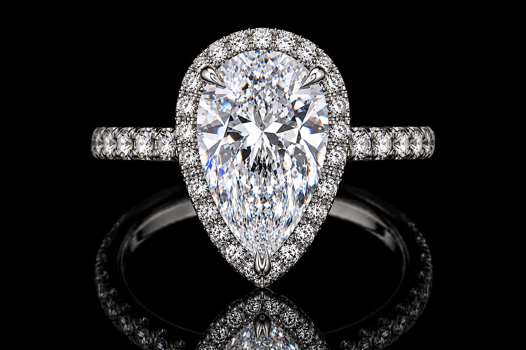 Pear Diamond Halo Engagement Ring (eng435)