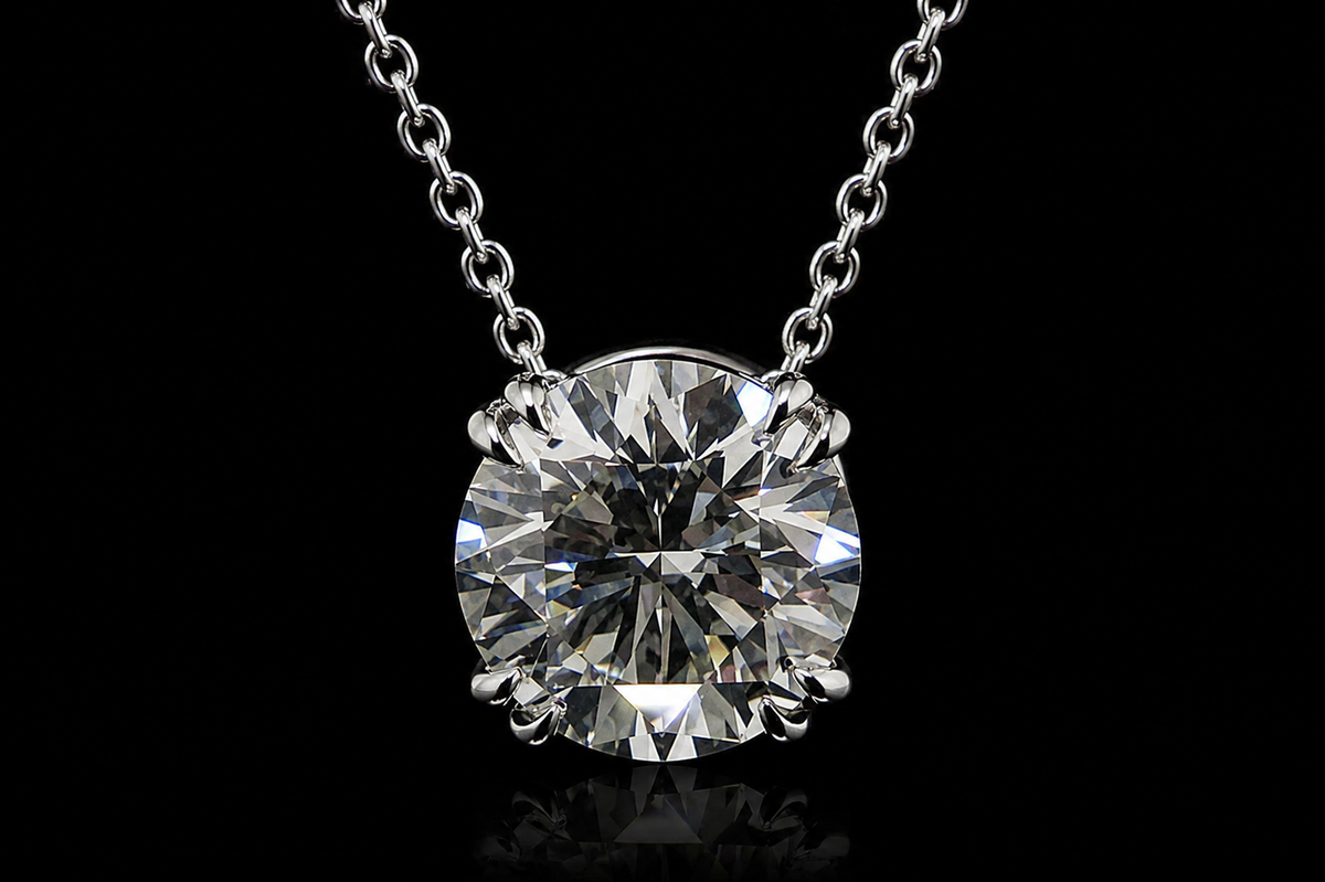 Round Diamond Double Claw Prong Pendant (pend050)