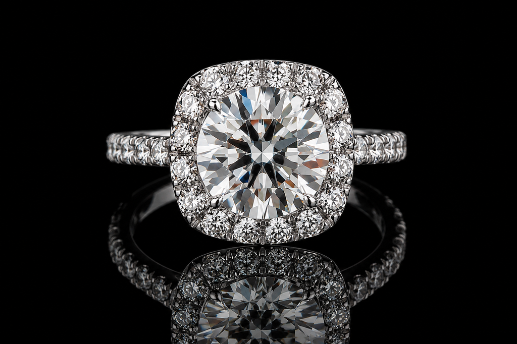 Round Diamond Cushion Halo Engagement Ring (eng217)