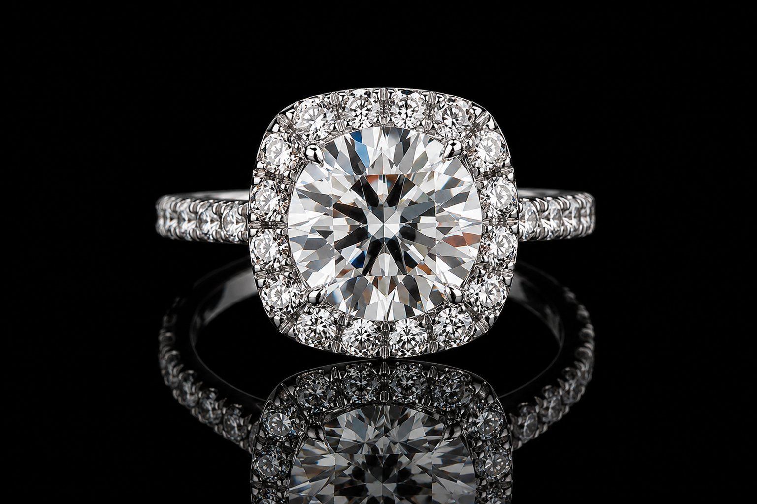 Round Diamond Cushion Halo Engagement Ring (eng217)