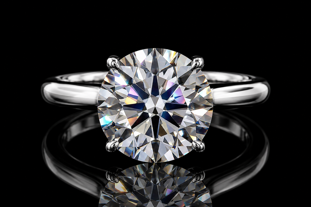Round Brilliant Diamond Hidden Halo Solitaire Engagement Ring (eng033)