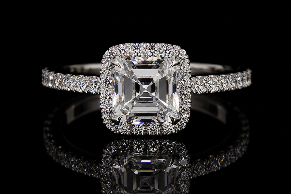 Asscher Cut Diamond Halo Engagement Ring (331)