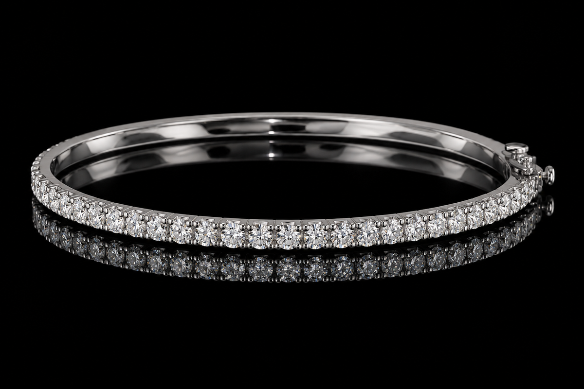 Micropavé Diamond Tennis Bangle Bracelet (brac021)