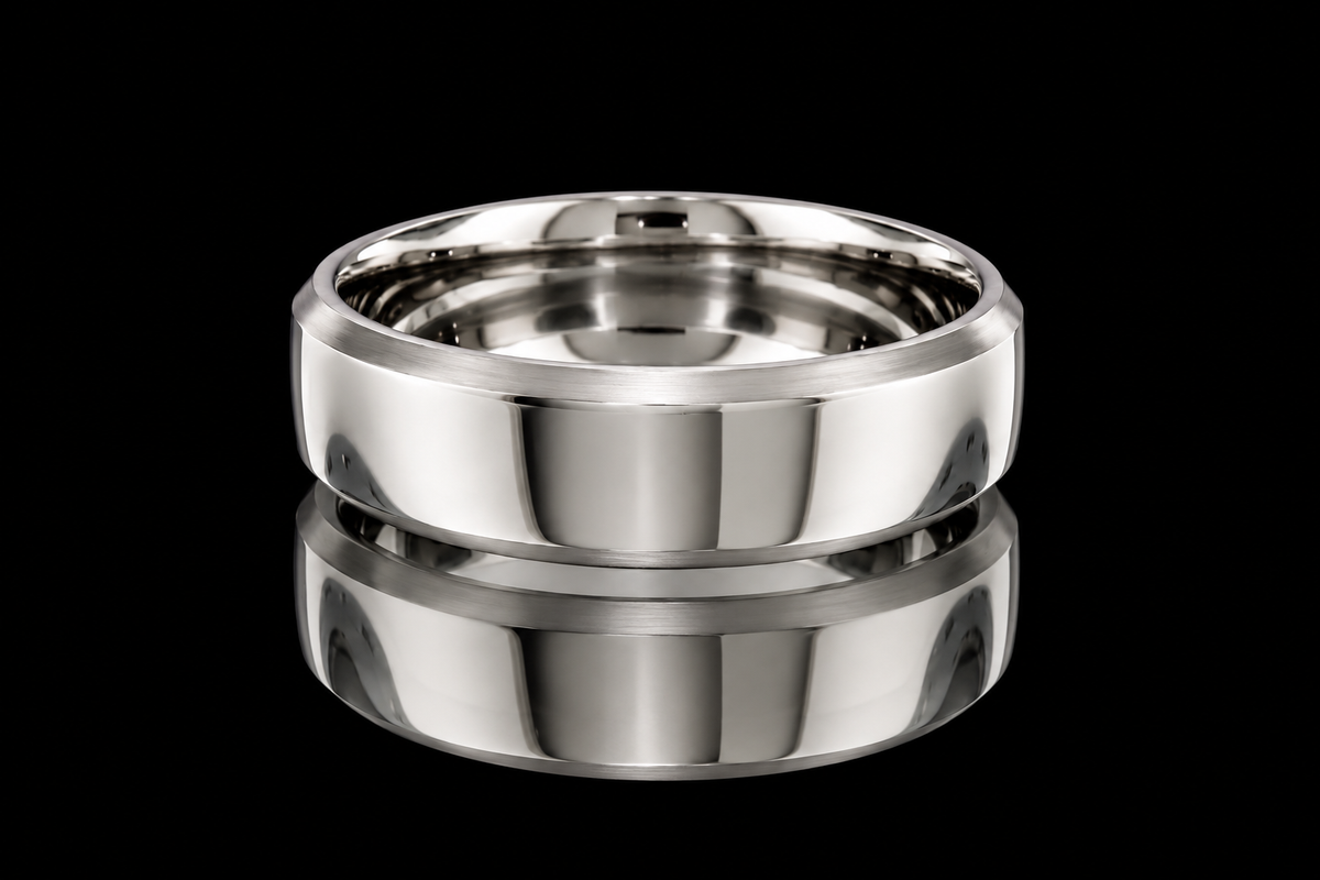 Classic Polished Men's Wedding Band with Brushed Edges (band181)