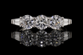 Three-Stone Round Diamond Ring with Tapered Baguettes (band127)
