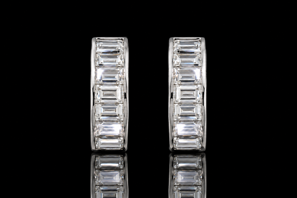 Channel-Set Baguette Diamond Huggies (ear059)