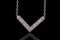 14K White Gold Channel-Set Princess-Cut Diamond V Necklace (pend101)