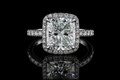 Cushion Cut Diamond Halo Ring with Pavé Band (eng548)