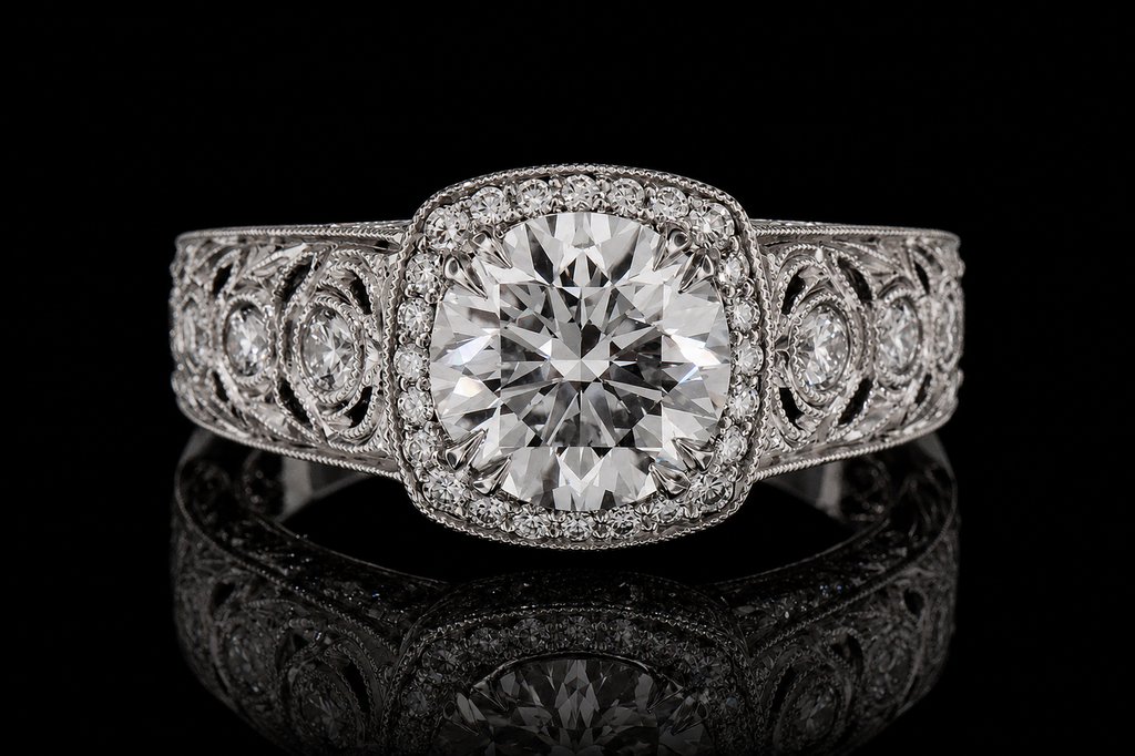 Vintage Halo Diamond Engagement Ring (eng417)
