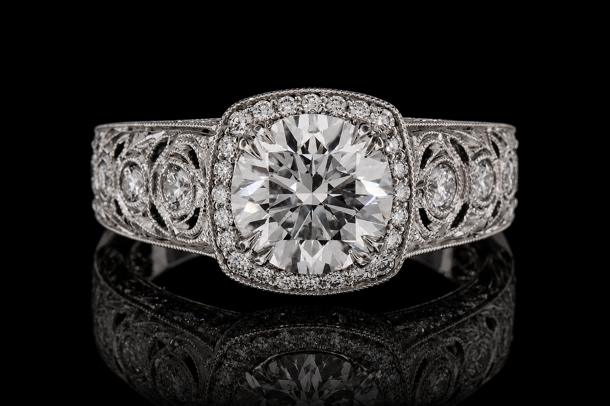 Vintage Halo Diamond Engagement Ring (eng417)