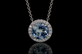 Aquamarine Micropavé Diamond Halo Pendant (pend069)