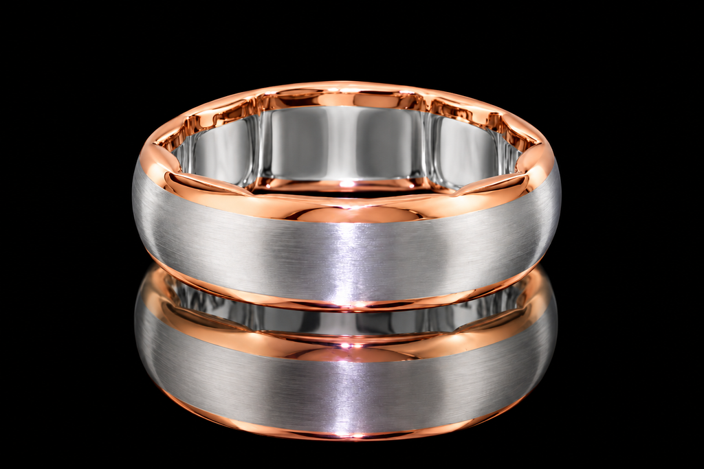 Two-Tone Platinum & Rose Gold Wedding Band (band171)