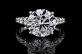 Round Brilliant Diamond Solitaire Ring with Hidden Halo and Pavé Band (eng504)