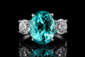 Oval Paraiba Tourmaline Three Stone Diamond Engagement Ring (eng113)