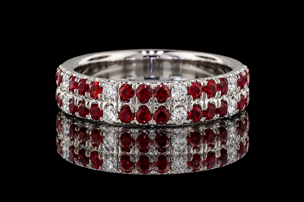 Ruby and Diamond Double-Row Eternity Band (band173)