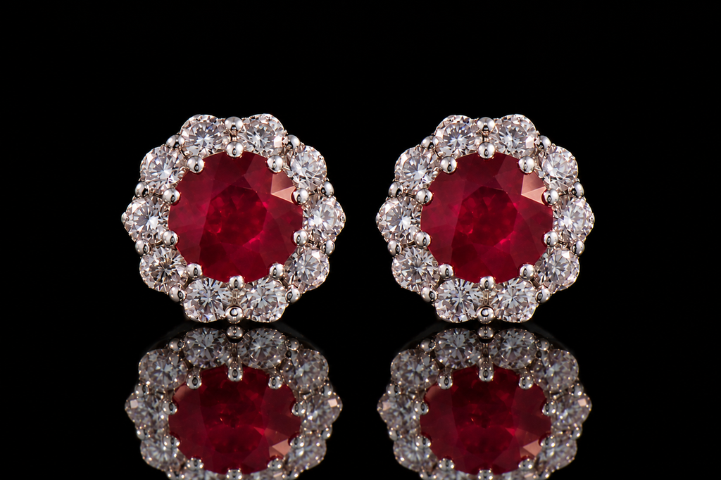 Ruby & Diamond Halo Collection (ear061)