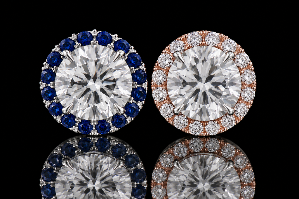 Removable Sapphire & Diamond Halo Jackets (ear060)