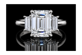 Emerald-Cut Diamond Ring with Trapezoid Side Diamonds (ENG786-1)