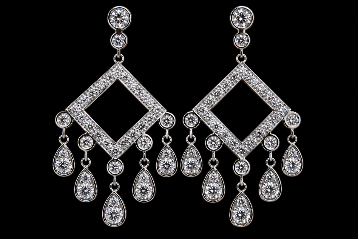 Diamond Chandelier Drop Earrings (ear018)
