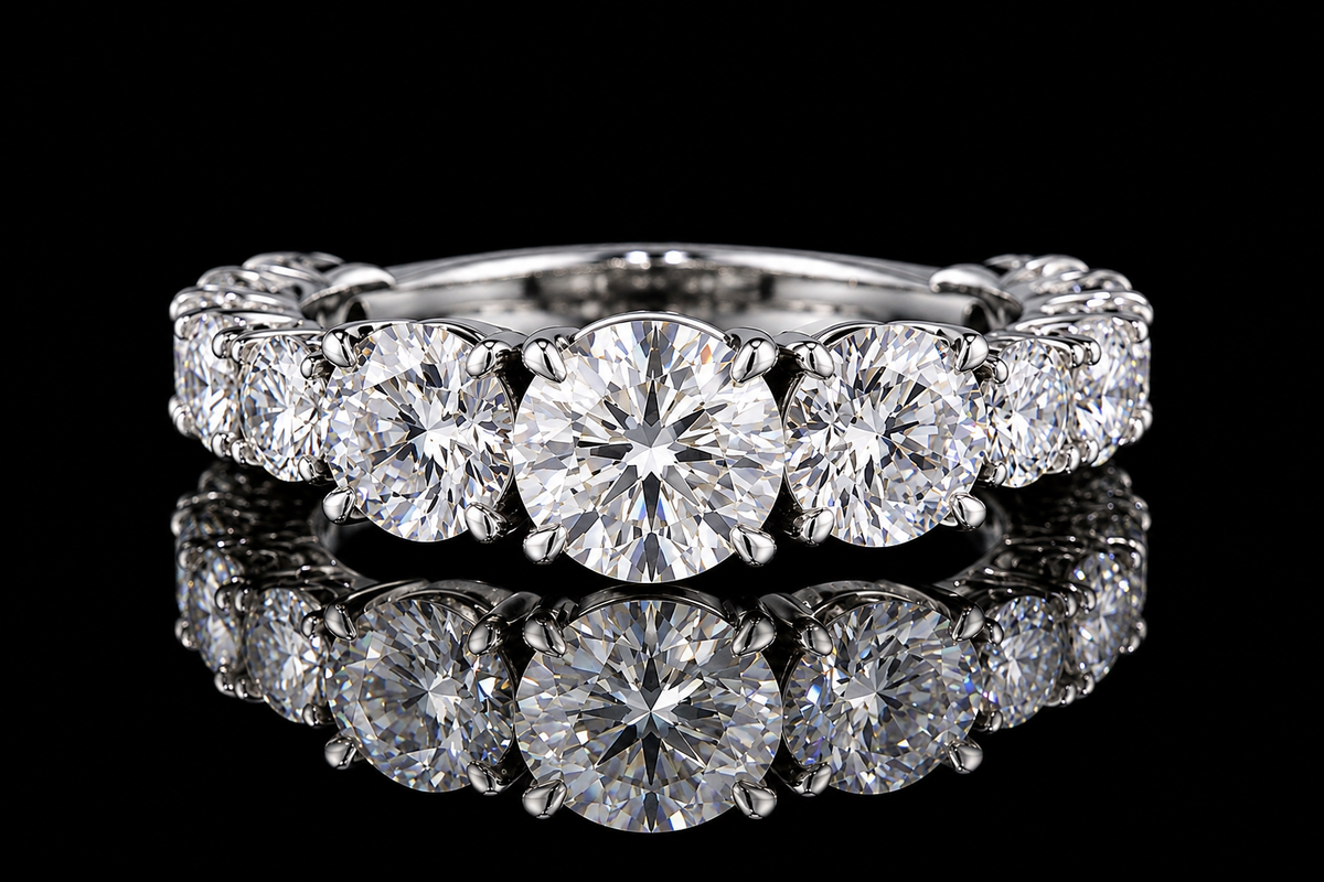 Graduated Round Brilliant Diamond Anniversary Band (band175)