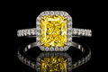 Radiant Fancy Yellow Diamond Halo Ring (eng012)