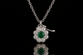 Emerald & Diamond Floral Halo Pendant (pend091)
