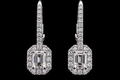 Emerald-Cut Diamond Halo Drop Earrings (ear020)