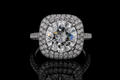 Round Brilliant Diamond Double Halo Ring with Pavé Band (eng545)