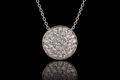 14K White Gold Pavé Diamond Disc Necklace (pend097)