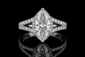 Marquise Diamond Halo Ring with Split Pavé Band (eng528)