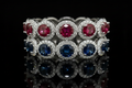 Oval sapphire or Ruby Bezel & Halo Eternity Band (Band016-1)