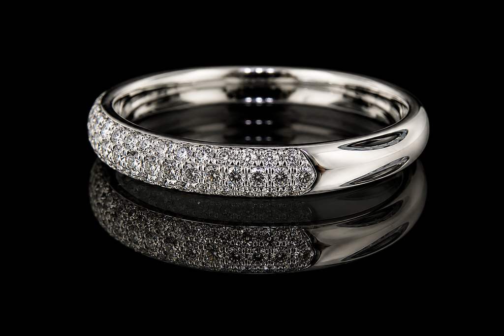 Three-Row Diamond Platinum Band (band076)