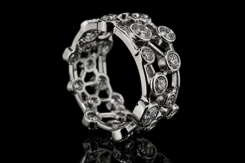 Floating Bezel-Set Diamond Band (band071)