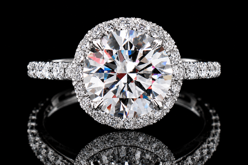 Round Brilliant Diamond Halo Engagement Ring (eng031)