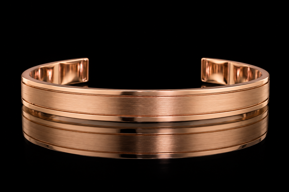 Sculpted Rose Gold Cuff Bracelet (brac017)