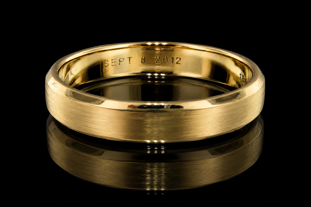 18K Yellow Gold Brushed Wedding Band (band031)