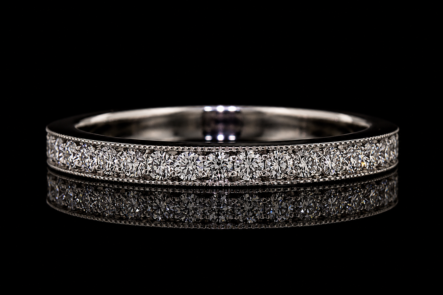 Milgrain Round Diamond Platinum Eternity Band (band114)